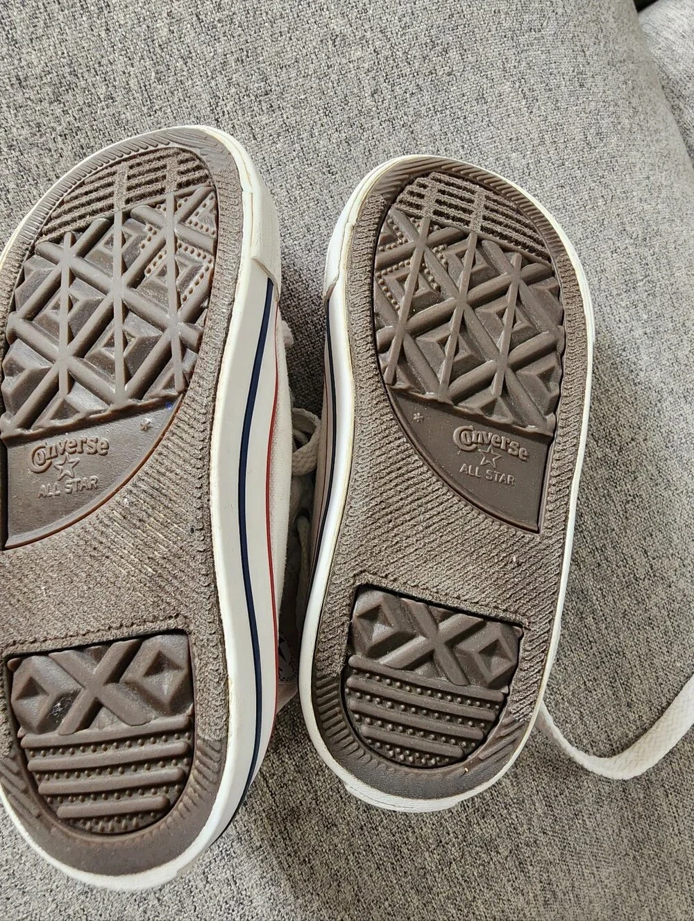 Toddler Converse White High Top Sneakers with Red & Blue Trim